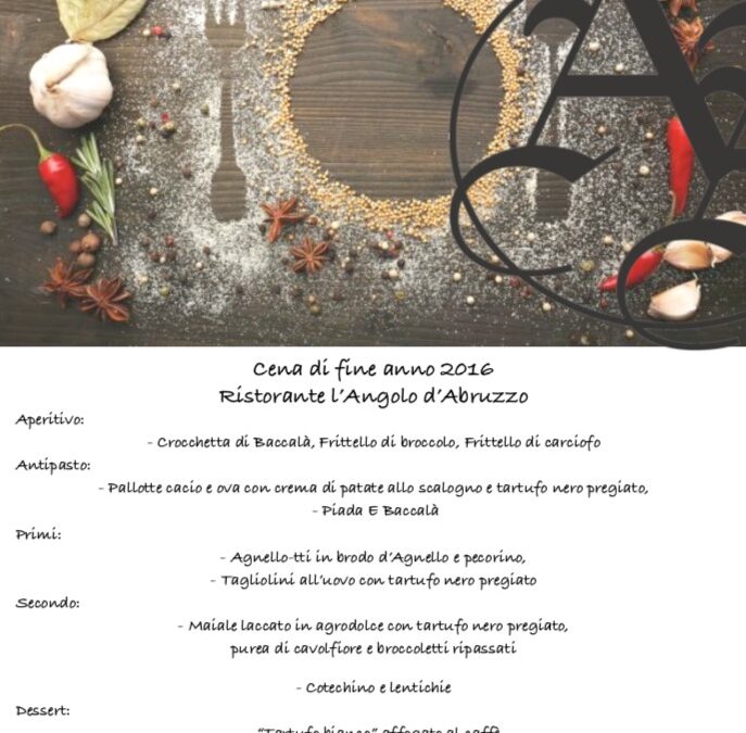 Cena di fine anno 2016 – L’Angolo d’Abruzzo